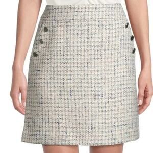 Eli Tahari Plaid Tweed A-Line Miniskirt Blue Ivy Size 14